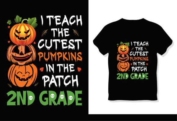 2nd Grade Halloween Teacher T-Shirt Graphics & T-Shirt Designs