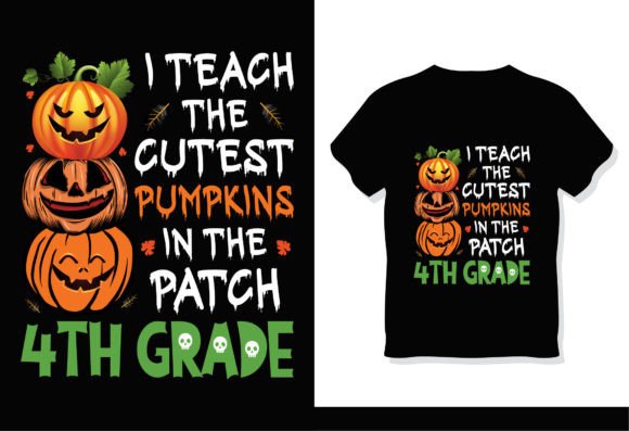 4th Grade Halloween Teacher T-Shirt Graphics