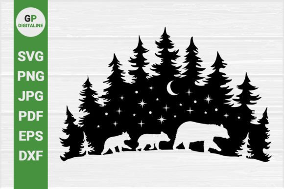 Bear Family, Snowy Woods Christmas SVG Graphics