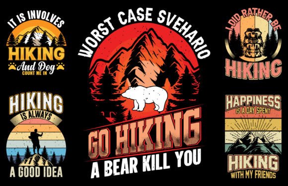 Go to Hiking T-Shirt Design Bundle: Graphics for Crafts Brands