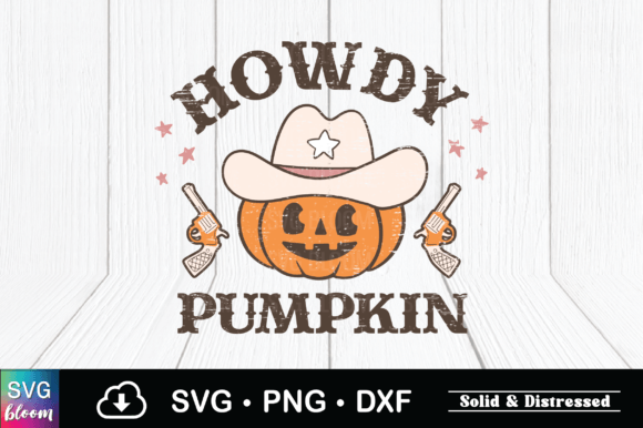 Retro Howdy Pumpkin Graphics & Graphic Templates